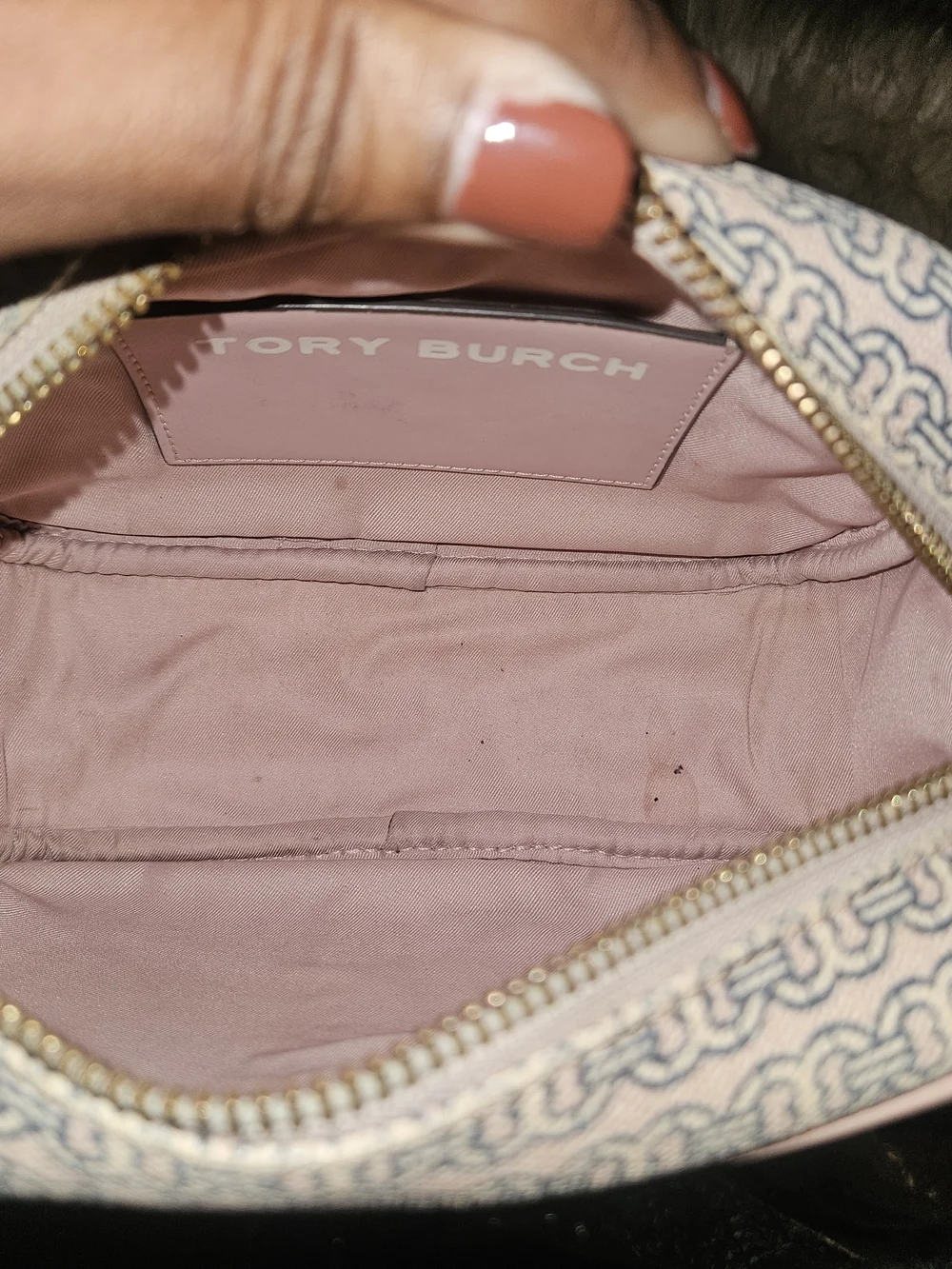 Tory Burch Blue and Cream Striped Jacquard Crossbody Camera Bag - Picture 8 of 8